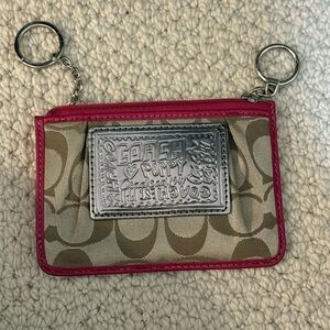 Coach Poppy Signature Card Holder with Pink Trim